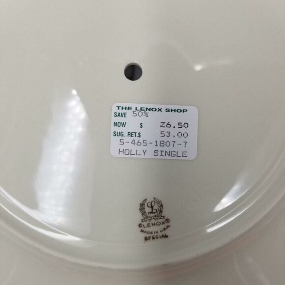 Christmas Lenox Bone China Holly Edged Single Serving Dish Handle 2 Piece New - Picture 6 of 8